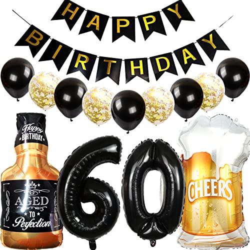 Feelairy Luftballons 60. Geburtstag Deko, Geburtstagsdeko 60 Jahre Mann Frau, Folienballon Whiskey Bierglas Ballon Weinflasche Bier Deko, Happy Birthday Banner für 60 Jahre Geburtstag Party Deko Set Feelairy Luftballons 60. Geburtstag Deko, Geburtstagsdeko 60 Jahre Mann Frau, Folienballon Whiskey Bierglas Ballon Weinflasche Bier Deko, Happy Birthday Banner für 60 Jahre Geburtstag Party Deko Set von Feelairy