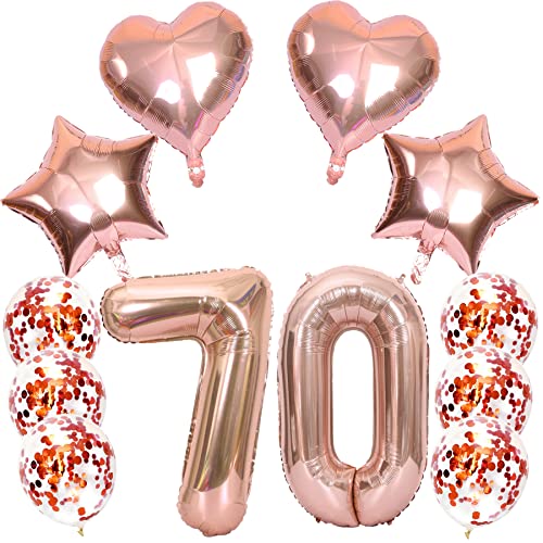Feelairy Luftballons Zahl 70 Rosegold Folienballon Nummer 70, Helium Ballons Herz Sterne Roségold, Ballons Konfetti Rosegold, Zahlenballon 70 für Geburtstag Frauen Party Deko Feelairy Luftballons Zahl 70 Rosegold Folienballon Nummer 70, Helium Ballons Herz Sterne Roségold, Ballons Konfetti Rosegold, Zahlenballon 70 für Geburtstag Frauen Party Deko von Feelairy