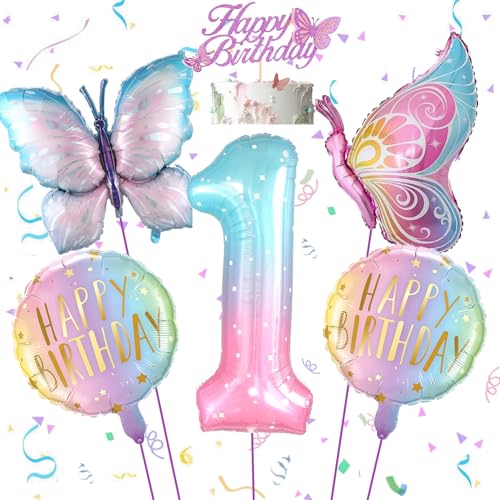 Feelairy Schmetterling Deko Geburtstag 1 Jahre Mädchen, Bunt Schmetterling 1, Luftballon 1 Jahre Geburtstagsdeko Mädchen Schmetterling Ballons Happy Birthday Deko für 1. Geburtstag Mädchen Deko Feelairy Schmetterling Deko Geburtstag 1 Jahre Mädchen, Bunt Schmetterling 1, Luftballon 1 Jahre Geburtstagsdeko Mädchen Schmetterling Ballons Happy Birthday Deko für 1. Geburtstag Mädchen Deko von Feelairy