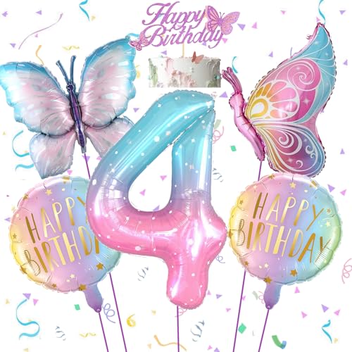 Feelairy Schmetterling Deko Geburtstag 4 Jahre Mädchen, Bunt Schmetterling 4, Luftballon 4 Jahre Geburtstagsdeko Mädchen Schmetterling Ballons Happy Birthday Deko für 4. Geburtstag Mädchen Deko Feelairy Schmetterling Deko Geburtstag 4 Jahre Mädchen, Bunt Schmetterling 4, Luftballon 4 Jahre Geburtstagsdeko Mädchen Schmetterling Ballons Happy Birthday Deko für 4. Geburtstag Mädchen Deko von Feelairy