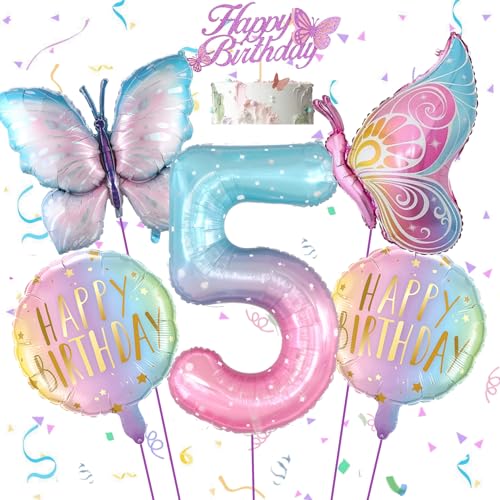 Feelairy Schmetterling Deko Geburtstag 5 Jahre Mädchen, Bunt Schmetterling 5, Luftballon 5 Jahre Geburtstagsdeko Mädchen Schmetterling Ballons Happy Birthday Deko für 5. Geburtstag Mädchen Deko Feelairy Schmetterling Deko Geburtstag 5 Jahre Mädchen, Bunt Schmetterling 5, Luftballon 5 Jahre Geburtstagsdeko Mädchen Schmetterling Ballons Happy Birthday Deko für 5. Geburtstag Mädchen Deko von Feelairy