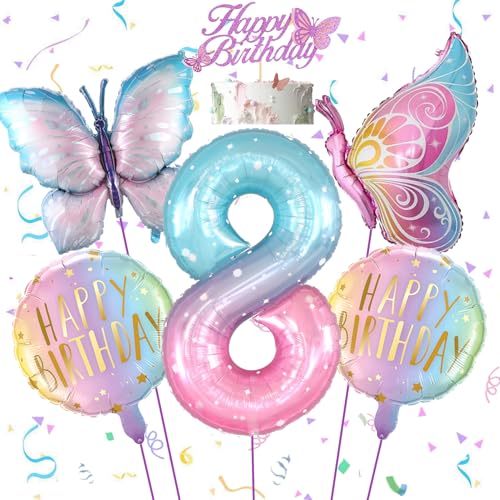 Feelairy Schmetterling Deko Geburtstag 8 Jahre Mädchen, Bunt Schmetterling 8, Luftballon 8 Jahre Geburtstagsdeko Mädchen Schmetterling Ballons Happy Birthday Deko für 8. Geburtstag Mädchen Deko Feelairy Schmetterling Deko Geburtstag 8 Jahre Mädchen, Bunt Schmetterling 8, Luftballon 8 Jahre Geburtstagsdeko Mädchen Schmetterling Ballons Happy Birthday Deko für 8. Geburtstag Mädchen Deko von Feelairy