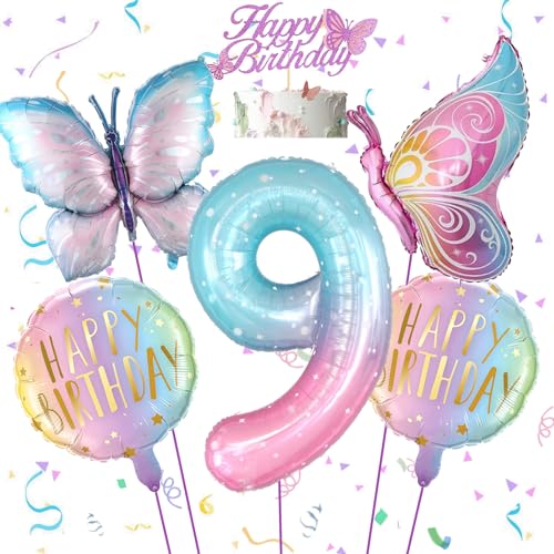 Feelairy Schmetterling Deko Geburtstag 9 Jahre Mädchen, Bunt Schmetterling 9, Luftballon 9 Jahre Geburtstagsdeko Mädchen Schmetterling Ballons Happy Birthday Deko für 9. Geburtstag Mädchen Deko Feelairy Schmetterling Deko Geburtstag 9 Jahre Mädchen, Bunt Schmetterling 9, Luftballon 9 Jahre Geburtstagsdeko Mädchen Schmetterling Ballons Happy Birthday Deko für 9. Geburtstag Mädchen Deko von Feelairy