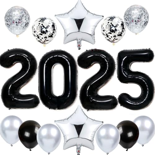 Feelairy Silvester Deko 2025 Schwarz Silber, Luftballons 2025 Neujahr Deko 2025 Schwarz, Helium Ballon 2025 Schwarz Silber Folienballon Zahl 2025 für Jahreswechsel Neujahr Silvester Party Dekoration Feelairy Silvester Deko 2025 Schwarz Silber, Luftballons 2025 Neujahr Deko 2025 Schwarz, Helium Ballon 2025 Schwarz Silber Folienballon Zahl 2025 für Jahreswechsel Neujahr Silvester Party Dekoration von Feelairy