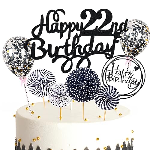 Feelairy Tortendeko 22. Geburtstag Mädchen Jungen, Schwarz Kuchen Deko 22. Geburtstag Mädchen Jungen Cake Topper Happy Birthday Ballon Konfetti für Geburtstagstorte Deko 22 Jahre Kinder Feelairy Tortendeko 22. Geburtstag Mädchen Jungen, Schwarz Kuchen Deko 22. Geburtstag Mädchen Jungen Cake Topper Happy Birthday Ballon Konfetti für Geburtstagstorte Deko 22 Jahre Kinder von Feelairy