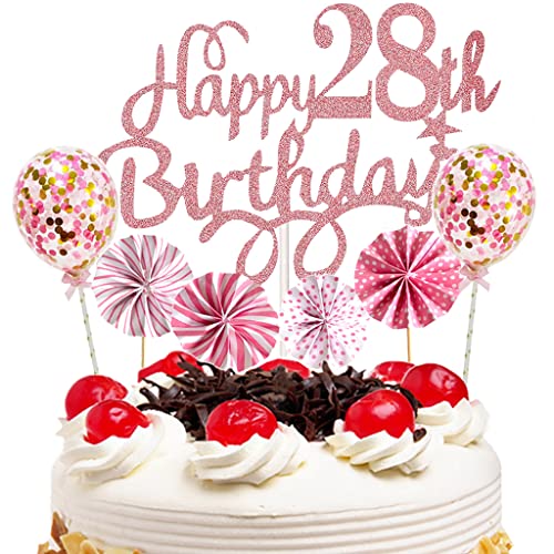 Feelairy Tortendeko Geburtstag Mädchen, Glitzer Kuchendeko 28. Geburtstag Frau, Rosegold Cake Topper Happy Birthday Kuchen Topper Ballons Konfetti Geburtstagstorte Deko für 28 Jahre Frau Feelairy Tortendeko Geburtstag Mädchen, Glitzer Kuchendeko 28. Geburtstag Frau, Rosegold Cake Topper Happy Birthday Kuchen Topper Ballons Konfetti Geburtstagstorte Deko für 28 Jahre Frau von Feelairy