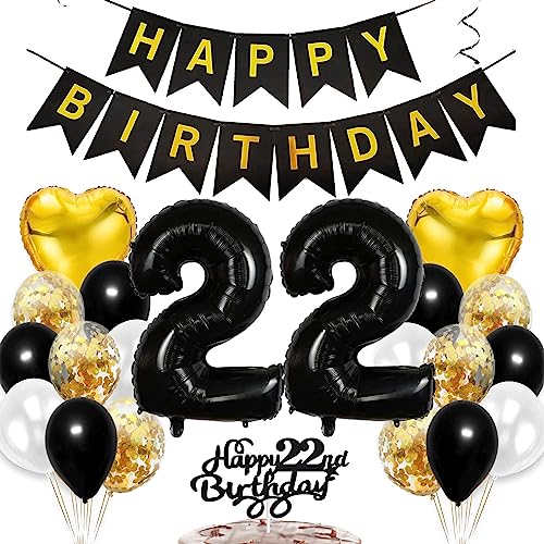 Feelairy Geburtstagsdeko 22 Jahre Frauen, Luftballon 22. Geburtstag Deko Männer, Schwarz Gold Tortendeko Happy 22th Birthday Deko 22 Jahre Frau, Ballon 22. Geburtstag Mann Party Dekoration Set Feelairy Geburtstagsdeko 22 Jahre Frauen, Luftballon 22. Geburtstag Deko Männer, Schwarz Gold Tortendeko Happy 22th Birthday Deko 22 Jahre Frau, Ballon 22. Geburtstag Mann Party Dekoration Set von Feelairy