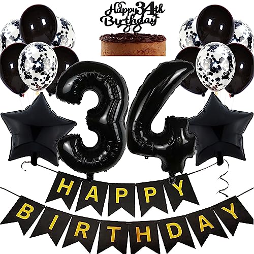 Feelairy Geburtstagsdeko 34 Jahre Frauen, Luftballon 34. Geburtstag Deko Männer, Schwarz Tortendeko Happy 34th Birthday Deko 34 Jahre Frau, Ballon 34. Geburtstag Mann Party Dekoration Set Feelairy Geburtstagsdeko 34 Jahre Frauen, Luftballon 34. Geburtstag Deko Männer, Schwarz Tortendeko Happy 34th Birthday Deko 34 Jahre Frau, Ballon 34. Geburtstag Mann Party Dekoration Set von Feelairy