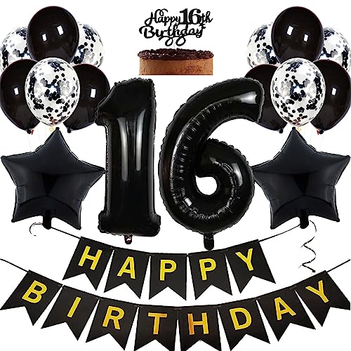 Feelairy Geburtstagsdeko 16 Jahre Junge, Luftballon 16. Geburtstag Deko Mädchen, Schwarz Tortendeko Happy 16th Birthday Deko 16 Jahre Mädchen, Ballon 16. Geburtstag Party Dekoration Set Feelairy Geburtstagsdeko 16 Jahre Junge, Luftballon 16. Geburtstag Deko Mädchen, Schwarz Tortendeko Happy 16th Birthday Deko 16 Jahre Mädchen, Ballon 16. Geburtstag Party Dekoration Set von Feelairy