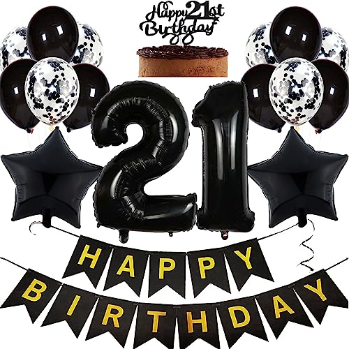 Feelairy Geburtstagsdeko 21 Jahre Junge, Luftballon 21. Geburtstag Deko Mädchen, Schwarz Tortendeko Happy 21th Birthday Deko 21 Jahre Mädchen, Ballon 21. Geburtstag Party Dekoration Set Feelairy Geburtstagsdeko 21 Jahre Junge, Luftballon 21. Geburtstag Deko Mädchen, Schwarz Tortendeko Happy 21th Birthday Deko 21 Jahre Mädchen, Ballon 21. Geburtstag Party Dekoration Set von Feelairy