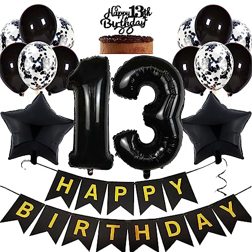 Feelairy Geburtstagsdeko 13 Jahre Junge, Luftballon 13. Geburtstag Deko Mädchen, Schwarz Tortendeko Happy 13th Birthday Deko 13 Jahre Mädchen, Ballon 13. Geburtstag Party Dekoration Set Feelairy Geburtstagsdeko 13 Jahre Junge, Luftballon 13. Geburtstag Deko Mädchen, Schwarz Tortendeko Happy 13th Birthday Deko 13 Jahre Mädchen, Ballon 13. Geburtstag Party Dekoration Set von Feelairy