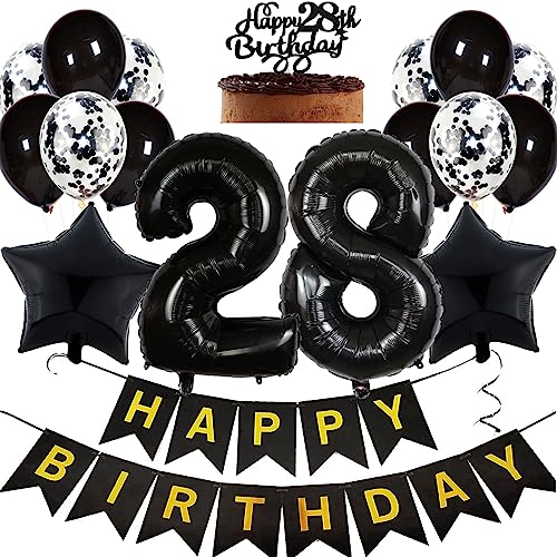 Feelairy Geburtstagsdeko 28 Jahre Frauen, Luftballon 28. Geburtstag Deko Männer, Schwarz Tortendeko Happy 28th Birthday Deko 28 Jahre Frau, Ballon 28. Geburtstag Mann Party Dekoration Set Feelairy Geburtstagsdeko 28 Jahre Frauen, Luftballon 28. Geburtstag Deko Männer, Schwarz Tortendeko Happy 28th Birthday Deko 28 Jahre Frau, Ballon 28. Geburtstag Mann Party Dekoration Set von Feelairy