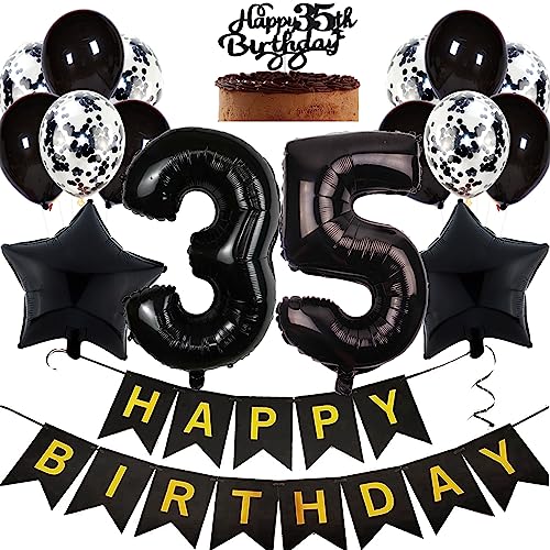 Feelairy Geburtstagsdeko 35 Jahre Frauen, Luftballon 35. Geburtstag Deko Männer, Schwarz Tortendeko Happy 35th Birthday Deko 35 Jahre Frau, Ballon 35. Geburtstag Mann Party Dekoration Set Feelairy Geburtstagsdeko 35 Jahre Frauen, Luftballon 35. Geburtstag Deko Männer, Schwarz Tortendeko Happy 35th Birthday Deko 35 Jahre Frau, Ballon 35. Geburtstag Mann Party Dekoration Set von Feelairy