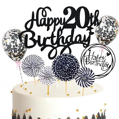 Feelairy Tortendeko 20. Geburtstag Mädchen Jungen, Schwarz Kuchen Deko 20. Geburtstag Mädchen Jungen Cake Topper Happy Birthday Ballon Konfetti für Geburtstagstorte Deko 20 Jahre Kinder Feelairy Tortendeko 20. Geburtstag Mädchen Jungen, Schwarz Kuchen Deko 20. Geburtstag Mädchen Jungen Cake Topper Happy Birthday Ballon Konfetti für Geburtstagstorte Deko 20 Jahre Kinder von Feelairy