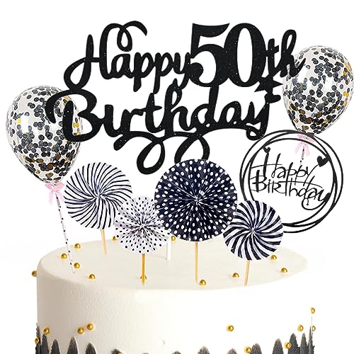 Feelairy Tortendeko Happy Birthday Deko Kuchendeko 50. Geburtstag Mann Frau, Schwarz Kuchen Topper 50. Geburtstag, Cake Topper Happy Birthday Ballon für Geburtstagstorte Deko 50 Jahre Frauen Männer Feelairy Tortendeko Happy Birthday Deko Kuchendeko 50. Geburtstag Mann Frau, Schwarz Kuchen Topper 50. Geburtstag, Cake Topper Happy Birthday Ballon für Geburtstagstorte Deko 50 Jahre Frauen Männer von Feelairy