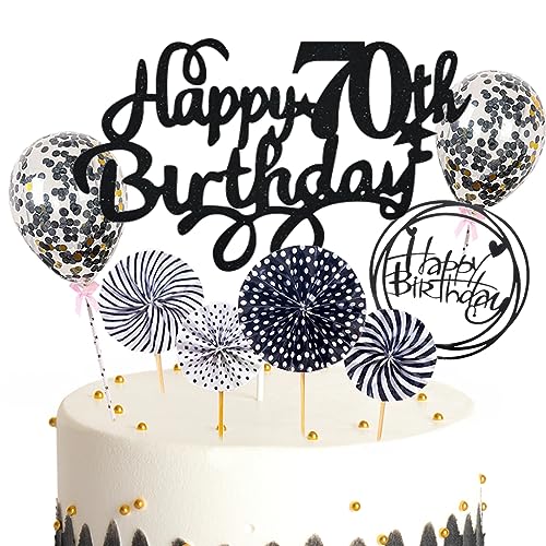 Feelairy Tortendeko Happy Birthday Deko Kuchendeko 70. Geburtstag Mann Frau, Schwarz Kuchen Topper 70. Geburtstag, Cake Topper Happy Birthday Ballon für Geburtstagstorte Deko 70 Jahre Frauen Männer Feelairy Tortendeko Happy Birthday Deko Kuchendeko 70. Geburtstag Mann Frau, Schwarz Kuchen Topper 70. Geburtstag, Cake Topper Happy Birthday Ballon für Geburtstagstorte Deko 70 Jahre Frauen Männer von Feelairy
