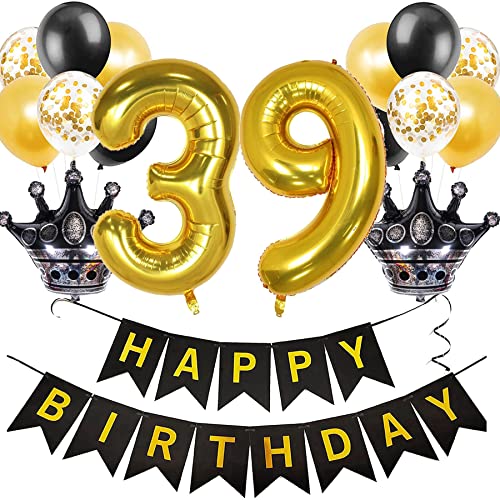 Feelairy Luftballon 39. Geburtstag Deko Frauen, Ballon Geburtstagsdeko 39 Jahr Männer, Schwarz Gold Happy Birthday Deko Ballon 39 Geburtstag Frau Party Deko, Ballon 39. Geburtstag Dekoration Set Feelairy Luftballon 39. Geburtstag Deko Frauen, Ballon Geburtstagsdeko 39 Jahr Männer, Schwarz Gold Happy Birthday Deko Ballon 39 Geburtstag Frau Party Deko, Ballon 39. Geburtstag Dekoration Set von Feelairy