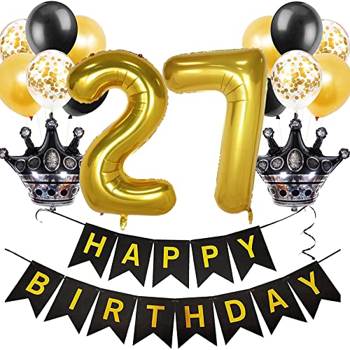Feelairy Luftballon 27. Geburtstag Deko Frauen, Ballon Geburtstagsdeko 27 Jahre Männer, Schwarz Gold Happy Birthday Deko Ballon 27 Geburtstag Frau Party Deko, Ballon 27. Geburtstag Dekoration Set Feelairy Luftballon 27. Geburtstag Deko Frauen, Ballon Geburtstagsdeko 27 Jahre Männer, Schwarz Gold Happy Birthday Deko Ballon 27 Geburtstag Frau Party Deko, Ballon 27. Geburtstag Dekoration Set von Feelairy