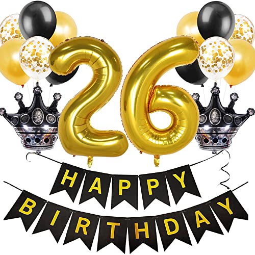 Feelairy Luftballon 26. Geburtstag Deko Frauen, Ballon Geburtstagsdeko 26 Jahr Männer, Schwarz Gold Happy Birthday Deko Ballon 26 Geburtstag Frau Party Deko, Ballon 26. Geburtstag Dekoration Set Feelairy Luftballon 26. Geburtstag Deko Frauen, Ballon Geburtstagsdeko 26 Jahr Männer, Schwarz Gold Happy Birthday Deko Ballon 26 Geburtstag Frau Party Deko, Ballon 26. Geburtstag Dekoration Set von Feelairy