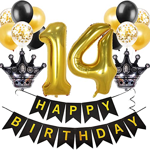 Feelairy Luftballon 14. Geburtstag Deko Mädchen, Ballon Geburtstagsdeko 14 Jahr Junge, Schwarz Gold Happy Birthday Deko Ballon 14 Geburtstag Mädchen Party Deko, Ballon 14. Geburtstag Dekoration Set Feelairy Luftballon 14. Geburtstag Deko Mädchen, Ballon Geburtstagsdeko 14 Jahr Junge, Schwarz Gold Happy Birthday Deko Ballon 14 Geburtstag Mädchen Party Deko, Ballon 14. Geburtstag Dekoration Set von Feelairy