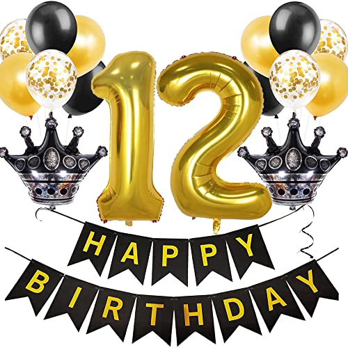Feelairy Luftballon 12. Geburtstag Deko Mädchen, Ballon Geburtstagsdeko 12 Jahr Junge, Schwarz Gold Happy Birthday Deko Ballon 12 Geburtstag Mädchen Party Deko, Ballon 12. Geburtstag Dekoration Set Feelairy Luftballon 12. Geburtstag Deko Mädchen, Ballon Geburtstagsdeko 12 Jahr Junge, Schwarz Gold Happy Birthday Deko Ballon 12 Geburtstag Mädchen Party Deko, Ballon 12. Geburtstag Dekoration Set von Feelairy