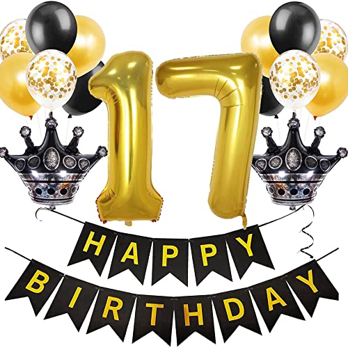 Feelairy Luftballon 17. Geburtstag Deko Mädchen, Ballon Geburtstagsdeko 17 Jahr Junge, Schwarz Gold Happy Birthday Deko Ballon 17 Geburtstag Mädchen Party Deko, Ballon 17. Geburtstag Dekoration Set Feelairy Luftballon 17. Geburtstag Deko Mädchen, Ballon Geburtstagsdeko 17 Jahr Junge, Schwarz Gold Happy Birthday Deko Ballon 17 Geburtstag Mädchen Party Deko, Ballon 17. Geburtstag Dekoration Set von Feelairy