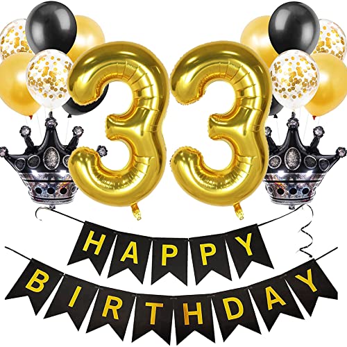 Feelairy Luftballon 33. Geburtstag Deko Frauen, Ballon Geburtstagsdeko 33 Jahr Männer, Schwarz Gold Happy Birthday Deko Ballon 33 Geburtstag Frau Party Deko, Ballon 33. Geburtstag Dekoration Set Feelairy Luftballon 33. Geburtstag Deko Frauen, Ballon Geburtstagsdeko 33 Jahr Männer, Schwarz Gold Happy Birthday Deko Ballon 33 Geburtstag Frau Party Deko, Ballon 33. Geburtstag Dekoration Set von Feelairy