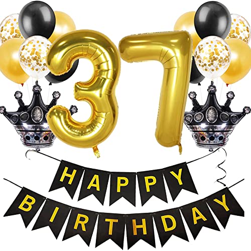 Feelairy Luftballon 37. Geburtstag Deko Frauen, Ballon Geburtstagsdeko 37 Jahr Männer, Schwarz Gold Happy Birthday Deko Ballon 37 Geburtstag Frau Party Deko, Ballon 37. Geburtstag Dekoration Set Feelairy Luftballon 37. Geburtstag Deko Frauen, Ballon Geburtstagsdeko 37 Jahr Männer, Schwarz Gold Happy Birthday Deko Ballon 37 Geburtstag Frau Party Deko, Ballon 37. Geburtstag Dekoration Set von Feelairy