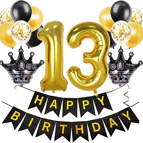 Feelairy Luftballon 13. Geburtstag Deko Mädchen, Ballon Geburtstagsdeko 13 Jahr Junge, Schwarz Gold Happy Birthday Deko Ballon 13 Geburtstag Mädchen Party Deko, Ballon 13. Geburtstag Dekoration Set Feelairy Luftballon 13. Geburtstag Deko Mädchen, Ballon Geburtstagsdeko 13 Jahr Junge, Schwarz Gold Happy Birthday Deko Ballon 13 Geburtstag Mädchen Party Deko, Ballon 13. Geburtstag Dekoration Set von Feelairy