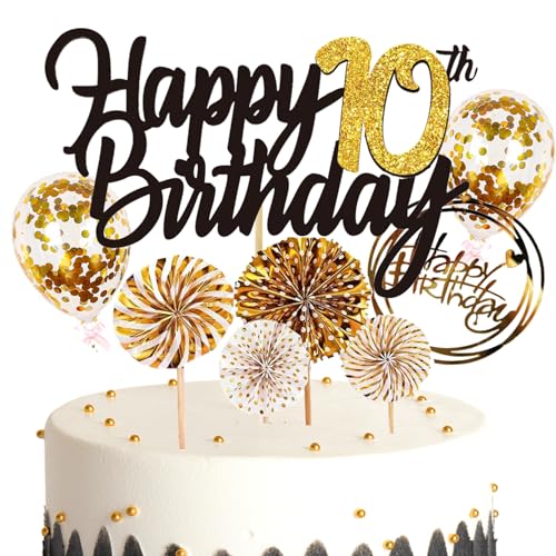 Feelairy Tortendeko 10. Geburtstag Mädchen Jungen, Cake Topper Geburtstag Kuchen Topper Happy 10th Birthday, Glitzer Kuchen Deko Geburtstag Ballon Konfetti für Geburtstagstorte Deko 10 Jahre Kinder Feelairy Tortendeko 10. Geburtstag Mädchen Jungen, Cake Topper Geburtstag Kuchen Topper Happy 10th Birthday, Glitzer Kuchen Deko Geburtstag Ballon Konfetti für Geburtstagstorte Deko 10 Jahre Kinder von Feelairy