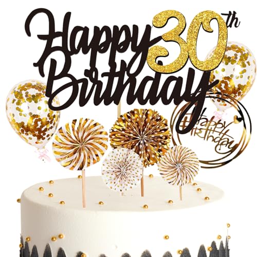 Feelairy Tortendeko Happy Birthday Gold Kuchendeko 30. Geburtstag Frau, Kuchen Topper Happy 30th Birthday, Cake Topper 30. Geburtstag Ballons Konfetti für Geburtstagstorte Deko 30 Jahre Frauen Männer Feelairy Tortendeko Happy Birthday Gold Kuchendeko 30. Geburtstag Frau, Kuchen Topper Happy 30th Birthday, Cake Topper 30. Geburtstag Ballons Konfetti für Geburtstagstorte Deko 30 Jahre Frauen Männer von Feelairy