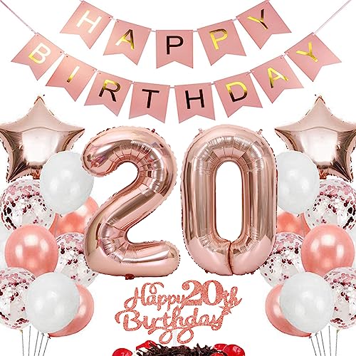 Feelairy Geburtstagsdeko 20 Jahre Mädchen, Rosegold Luftballon 20. Geburtstag Deko Mädchen, Tortendeko Happy 20th Birthday Deko 20 Jahre Mädchen, Ballon 20. Geburtstag Kinder Party Dekoration Set Feelairy Geburtstagsdeko 20 Jahre Mädchen, Rosegold Luftballon 20. Geburtstag Deko Mädchen, Tortendeko Happy 20th Birthday Deko 20 Jahre Mädchen, Ballon 20. Geburtstag Kinder Party Dekoration Set von Feelairy