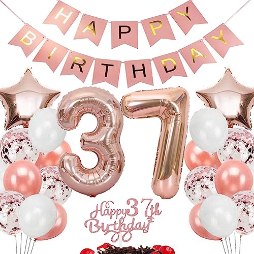Feelairy Geburtstagsdeko 37 Jahre Frauen, Rosegold Luftballon 37. Geburtstag Deko Frau, Tortendeko Happy 37th Birthday Deko 37 Jahre Frauen, Ballon 37. Geburtstag Frau Party Dekoration Set Feelairy Geburtstagsdeko 37 Jahre Frauen, Rosegold Luftballon 37. Geburtstag Deko Frau, Tortendeko Happy 37th Birthday Deko 37 Jahre Frauen, Ballon 37. Geburtstag Frau Party Dekoration Set von Feelairy