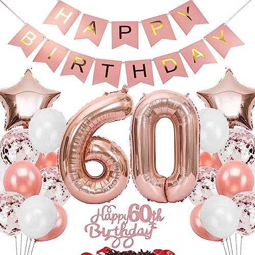 Feelairy Geburtstagsdeko 60 Jahre Frauen, Rosegold Luftballon 60. Geburtstag Deko Frau, Tortendeko Happy 60th Birthday Deko 60 Jahre Frauen, Ballon 60. Geburtstag Frau Party Dekoration Set Feelairy Geburtstagsdeko 60 Jahre Frauen, Rosegold Luftballon 60. Geburtstag Deko Frau, Tortendeko Happy 60th Birthday Deko 60 Jahre Frauen, Ballon 60. Geburtstag Frau Party Dekoration Set von Feelairy
