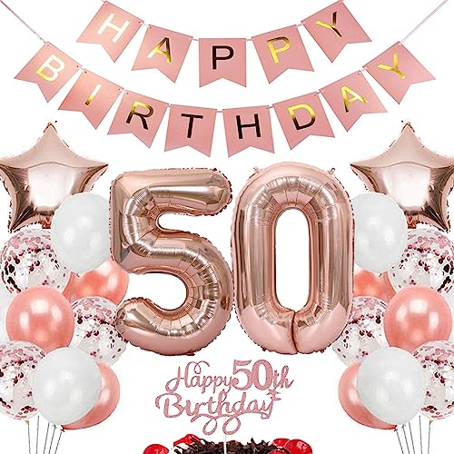 Feelairy Geburtstagsdeko 50 Jahre Frauen, Rosegold Luftballon 50. Geburtstag Deko Frau, Tortendeko Happy 50th Birthday Deko 50 Jahre Frauen, Ballon 50. Geburtstag Frau Party Dekoration Set Feelairy Geburtstagsdeko 50 Jahre Frauen, Rosegold Luftballon 50. Geburtstag Deko Frau, Tortendeko Happy 50th Birthday Deko 50 Jahre Frauen, Ballon 50. Geburtstag Frau Party Dekoration Set von Feelairy