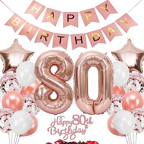 Feelairy Geburtstagsdeko 80 Jahre Frauen, Rosegold Luftballon 80. Geburtstag Deko Frau, Tortendeko Happy 80th Birthday Deko 80 Jahre Frauen, Ballon 80. Geburtstag Frau Party Dekoration Set Feelairy Geburtstagsdeko 80 Jahre Frauen, Rosegold Luftballon 80. Geburtstag Deko Frau, Tortendeko Happy 80th Birthday Deko 80 Jahre Frauen, Ballon 80. Geburtstag Frau Party Dekoration Set von Feelairy