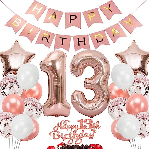 Feelairy Geburtstagsdeko 13 Jahre Mädchen, Rosegold Luftballon 13. Geburtstag Deko Mädchen, Tortendeko Happy 13th Birthday Deko 13 Jahre Mädchen, Ballon 13. Geburtstag Kinder Party Dekoration Set Feelairy Geburtstagsdeko 13 Jahre Mädchen, Rosegold Luftballon 13. Geburtstag Deko Mädchen, Tortendeko Happy 13th Birthday Deko 13 Jahre Mädchen, Ballon 13. Geburtstag Kinder Party Dekoration Set von Feelairy