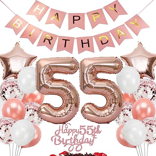Feelairy Geburtstagsdeko 55 Jahre Frauen, Rosegold Luftballon 55. Geburtstag Deko Frau, Tortendeko Happy 55th Birthday Deko 55 Jahre Frauen, Ballon 55. Geburtstag Frau Party Dekoration Set Feelairy Geburtstagsdeko 55 Jahre Frauen, Rosegold Luftballon 55. Geburtstag Deko Frau, Tortendeko Happy 55th Birthday Deko 55 Jahre Frauen, Ballon 55. Geburtstag Frau Party Dekoration Set von Feelairy