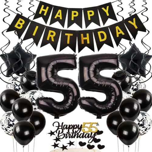 Feelairy Luftballon 55. Geburtstag Deko Männer, Geburtstagsdeko 55 Jahre Frauen, Schwarz Tortendeko Happy Birthday Deko 55. Geburtstag Frau, Ballon 55. Geburtstag Mann Party Dekoration Set Feelairy Luftballon 55. Geburtstag Deko Männer, Geburtstagsdeko 55 Jahre Frauen, Schwarz Tortendeko Happy Birthday Deko 55. Geburtstag Frau, Ballon 55. Geburtstag Mann Party Dekoration Set von Feelairy