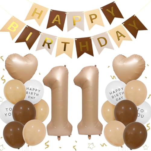 Luftballon 11. Geburtstag Mädchen, Folienballon 11 Braun Deko 11. Geburtstag Junge, Geburtstagsdeko Beige Braun Ballons Beige Aprikose Herz Ballons Happy Birthday Deko für 11 Jahre Mädchen Junge Luftballon 11. Geburtstag Mädchen, Folienballon 11 Braun Deko 11. Geburtstag Junge, Geburtstagsdeko Beige Braun Ballons Beige Aprikose Herz Ballons Happy Birthday Deko für 11 Jahre Mädchen Junge von Feelairy