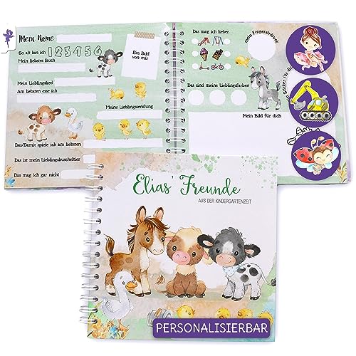 Feenstaub Freundebuch Kindergarten, personalisiert mit Namen, Freundebuch Bauernhof, Meine ersten Freunde, Geschenk Kindergartenstart, spiralgebundenes Freundschaftsbuch für Kindergartenkinder Feenstaub Freundebuch Kindergarten, personalisiert mit Namen, Freundebuch Bauernhof, Meine ersten Freunde, Geschenk Kindergartenstart, spiralgebundenes Freundschaftsbuch für Kindergartenkinder von Feenstaub