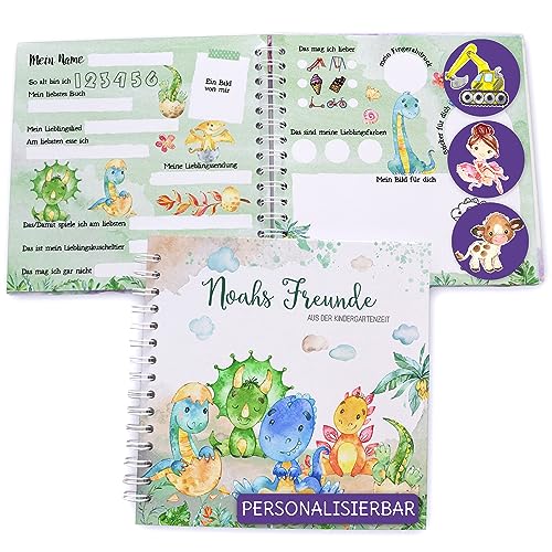 Feenstaub Freundebuch Kindergarten, personalisiert mit Namen, Freundebuch Dino, Meine ersten Freunde, Geschenk Kindergartenstart, spiralgebundenes Freundschaftsbuch für Kindergartenkinder Feenstaub Freundebuch Kindergarten, personalisiert mit Namen, Freundebuch Dino, Meine ersten Freunde, Geschenk Kindergartenstart, spiralgebundenes Freundschaftsbuch für Kindergartenkinder von Feenstaub