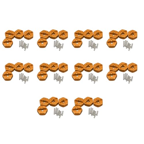 Feeuid 10 x Upgrades Sechskant-Rad-Kombinationsrad aus Aluminiumlegierung 12 mm für 144001 1/14 Ersatzteile für RC Auto, Gelb von Feeuid