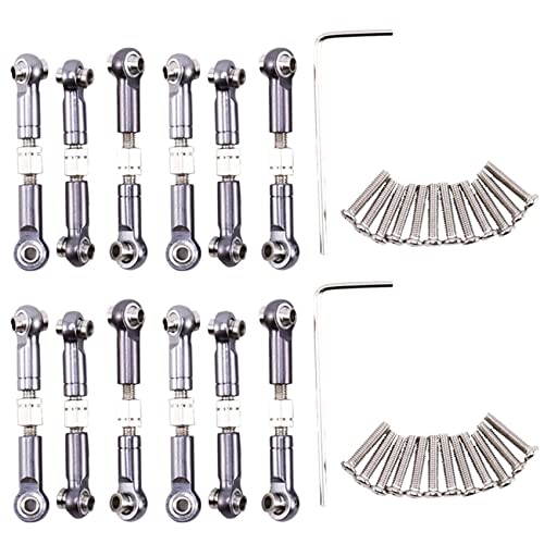 Feeuid 12 Stücke Einstellbare Metall GestäNge Zug Stange Vorne/Hinten Servo Link für A949 A959 A969 A979 K929 RC Auto Upgrade, von Feeuid