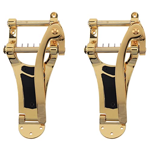 Feeuid 2 x Elektrische Gitarre Tremolo Brücke Vibrato LP Gitarrenteile Ausgezeichnete Legierungen Tremolo Tailpiece Bridge Kurbel Bar Golden von Feeuid