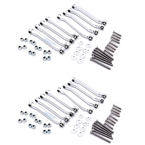 Feeuid 2X Zugstangen Aus Metall GehäUse Zug Stangen Aufhängung für MN D90 D91 D96 D99 D99S MN90 MN99S 1/12 RC Auto Upgrade Teile, Silber Feeuid 2X Zugstangen Aus Metall GehäUse Zug Stangen Aufhängung für MN D90 D91 D96 D99 D99S MN90 MN99S 1/12 RC Auto Upgrade Teile, Silber von Feeuid