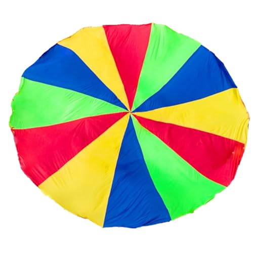 Feeuid 3 Meter Langes Fallschirmspiel für Kinder, Regenbogen-Stoffspiel, Partymatte mit Griffen, Spieldecke für Kinder im Freien von Feeuid