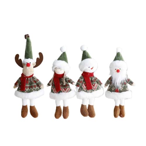Feeuid 4 STK Weihnachtsdekoration Stoffpuppe Kleine Figur Anhänger Plüsch Weihnachtsmann Schneemann Christbaumschmuck von Feeuid