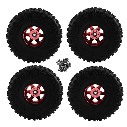 Feeuid 4 Stück 122 mm 1,9 Metall Beadlock Felgen Gummireifen Set für 1/10 RC Crawler Car TRX4 D90 D110 für Axial SCX10 Rot Feeuid 4 Stück 122 mm 1,9 Metall Beadlock Felgen Gummireifen Set für 1/10 RC Crawler Car TRX4 D90 D110 für Axial SCX10 Rot von Feeuid