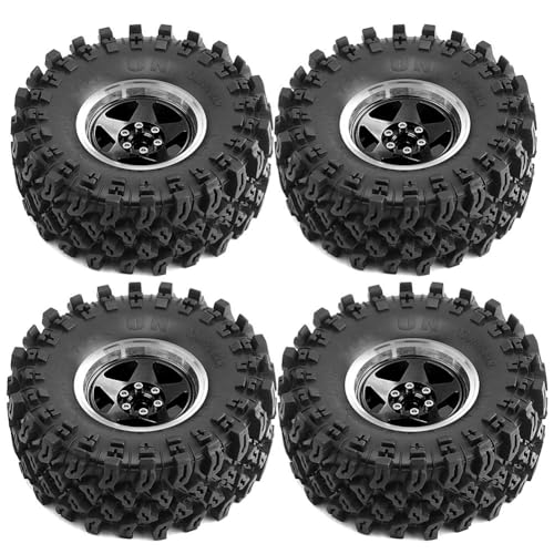 Feeuid 4 Stück 136 mm Metall 2,2 Beadlock Felgenreifensatz für 1/10 RC Crawler Auto für Axial SCX10 Wraith RR10 Capra TRX4 YK4082 von Feeuid